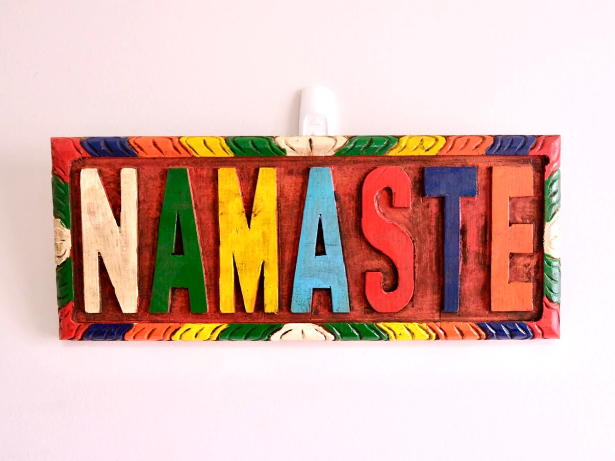 Namaste Hand Carved Wall Hanging