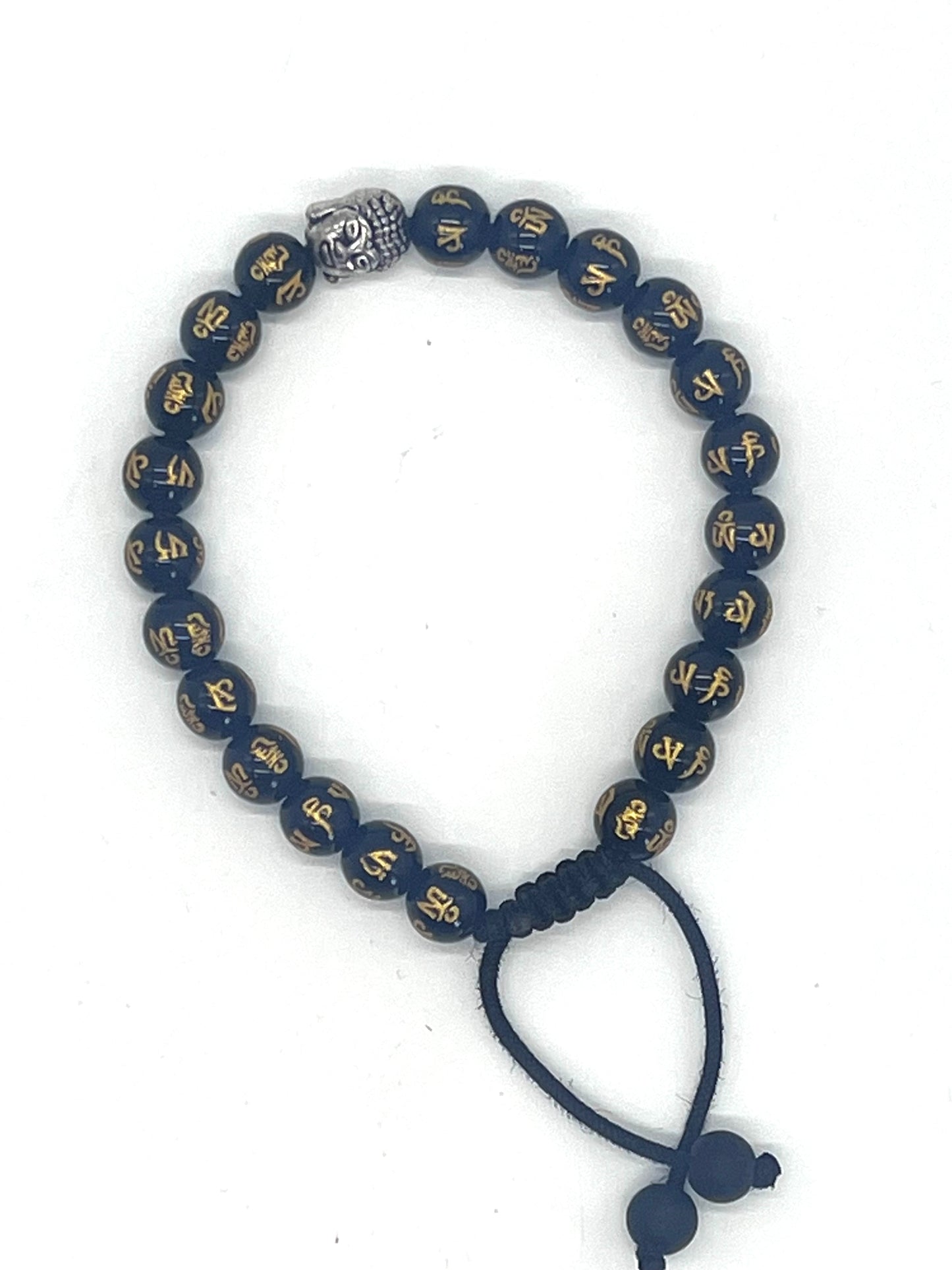 Black Onyx with Buddhist Compassion Mantra Bracelet