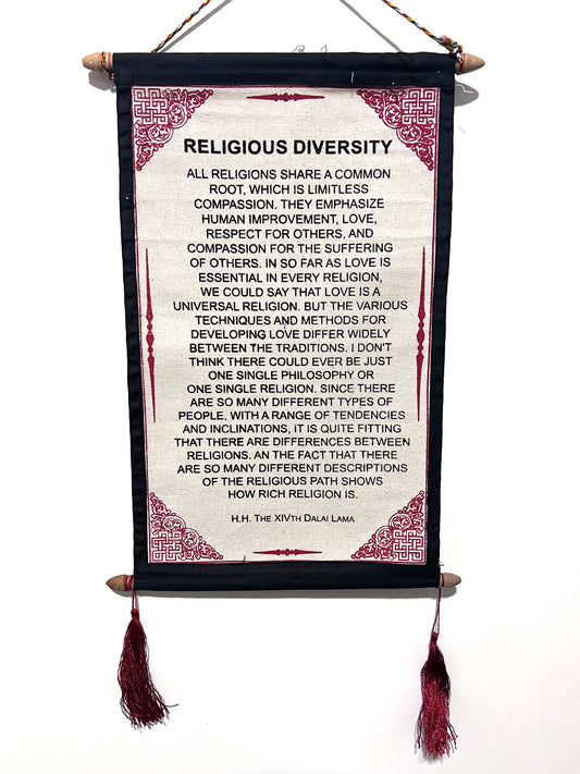 HH Dalai Lama Religious Diversity Quote Scroll