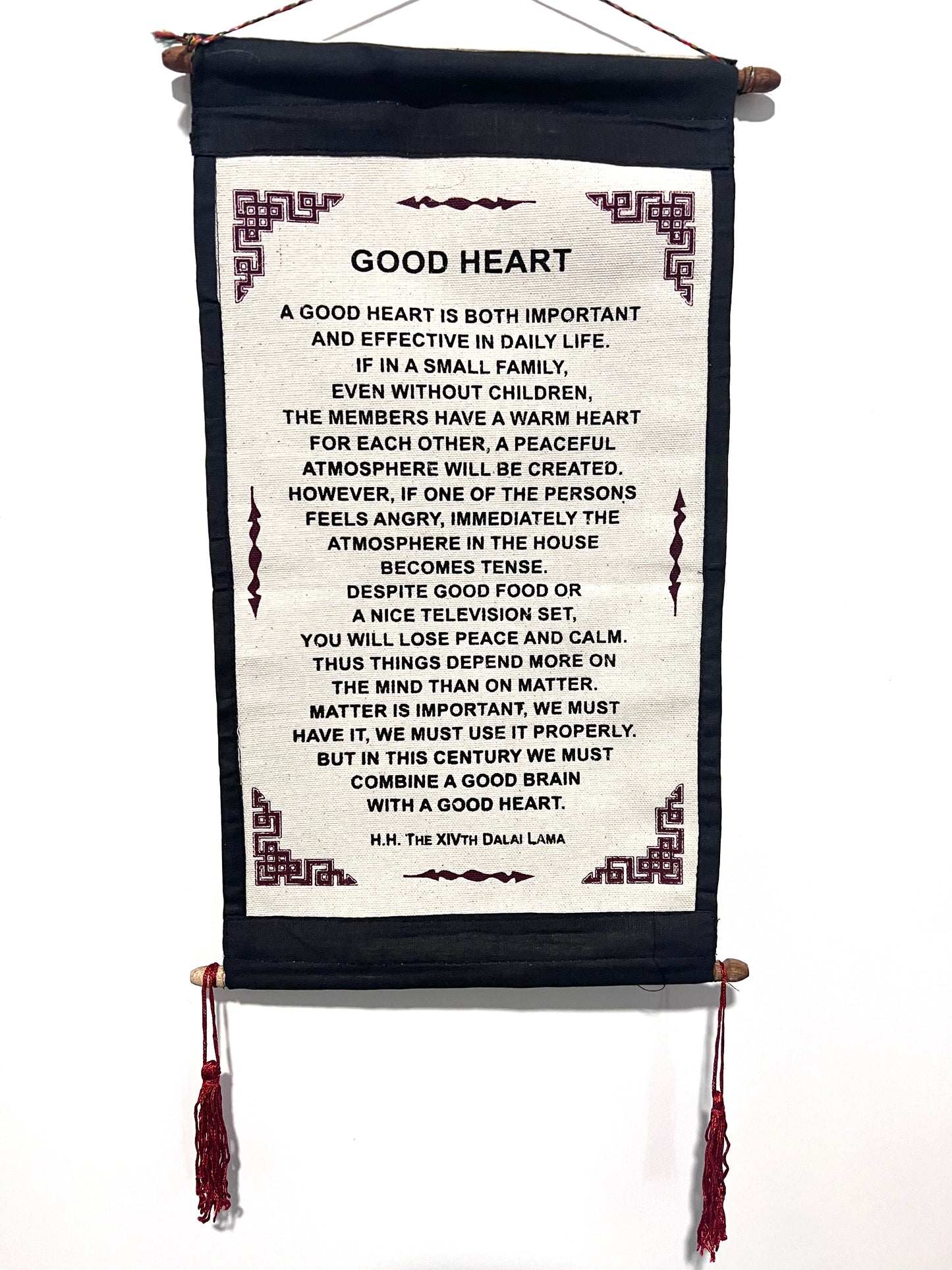 HH Dalai Lama Good Heart Quote Scroll