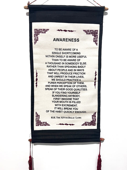 HH Dalai Lama Awareness Quote Scroll