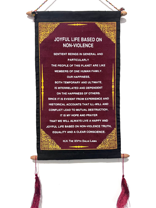 HH Dalai Lama Joyful Life Based On Non- Violence Quote Scroll