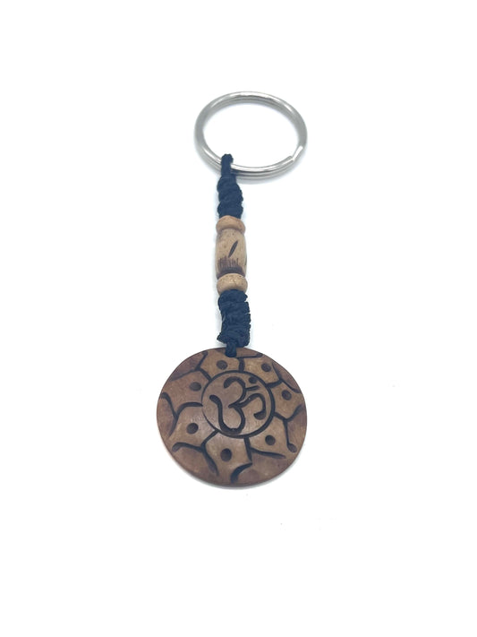 Om in a Flower Bone Keyring