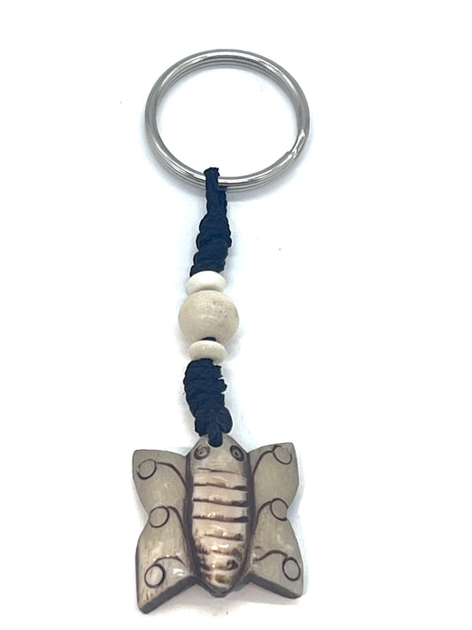 Butterfly Design Bone Keyring