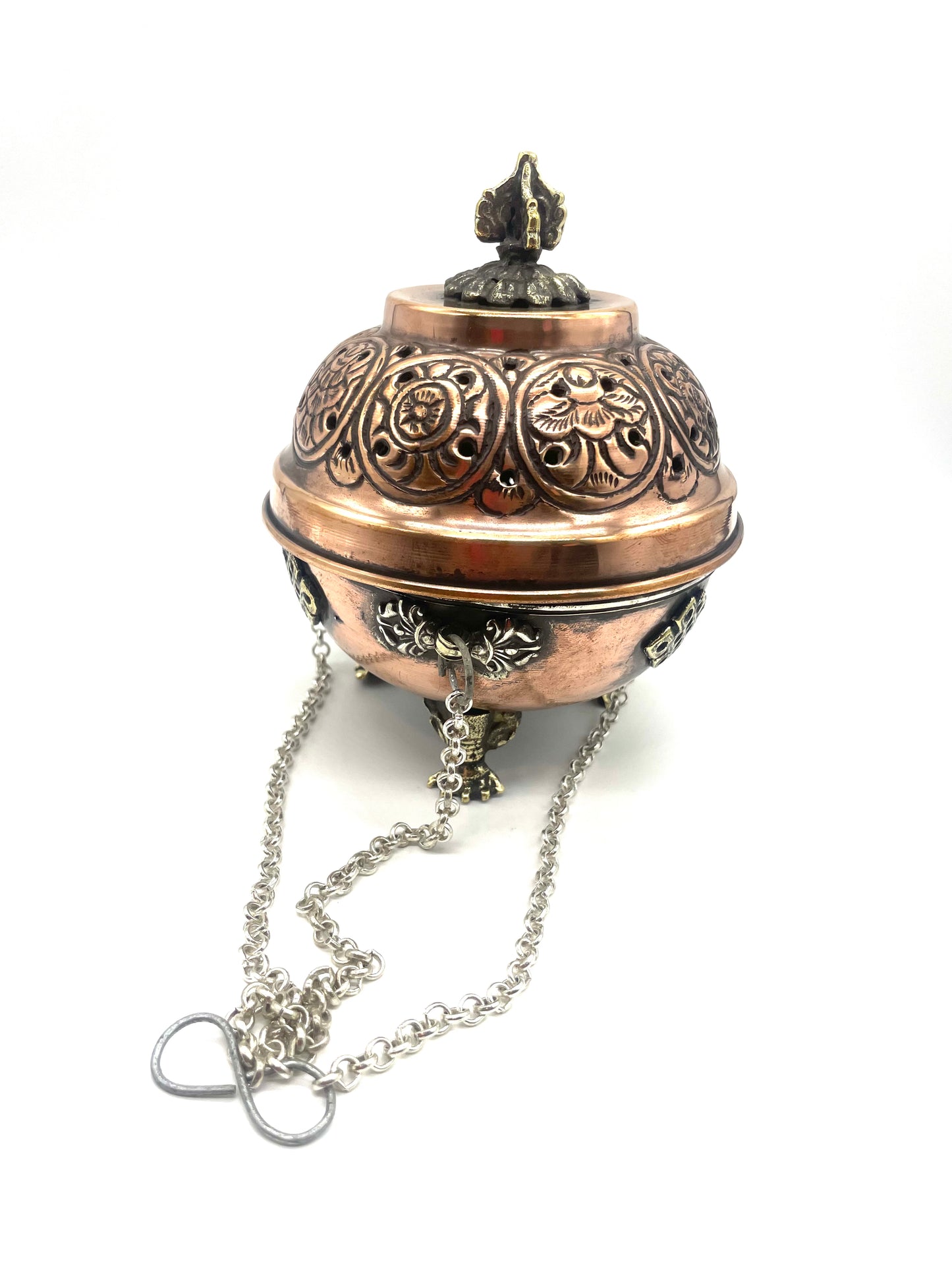 Eight Auspicious Symbol Hanging Copper Incense Burner