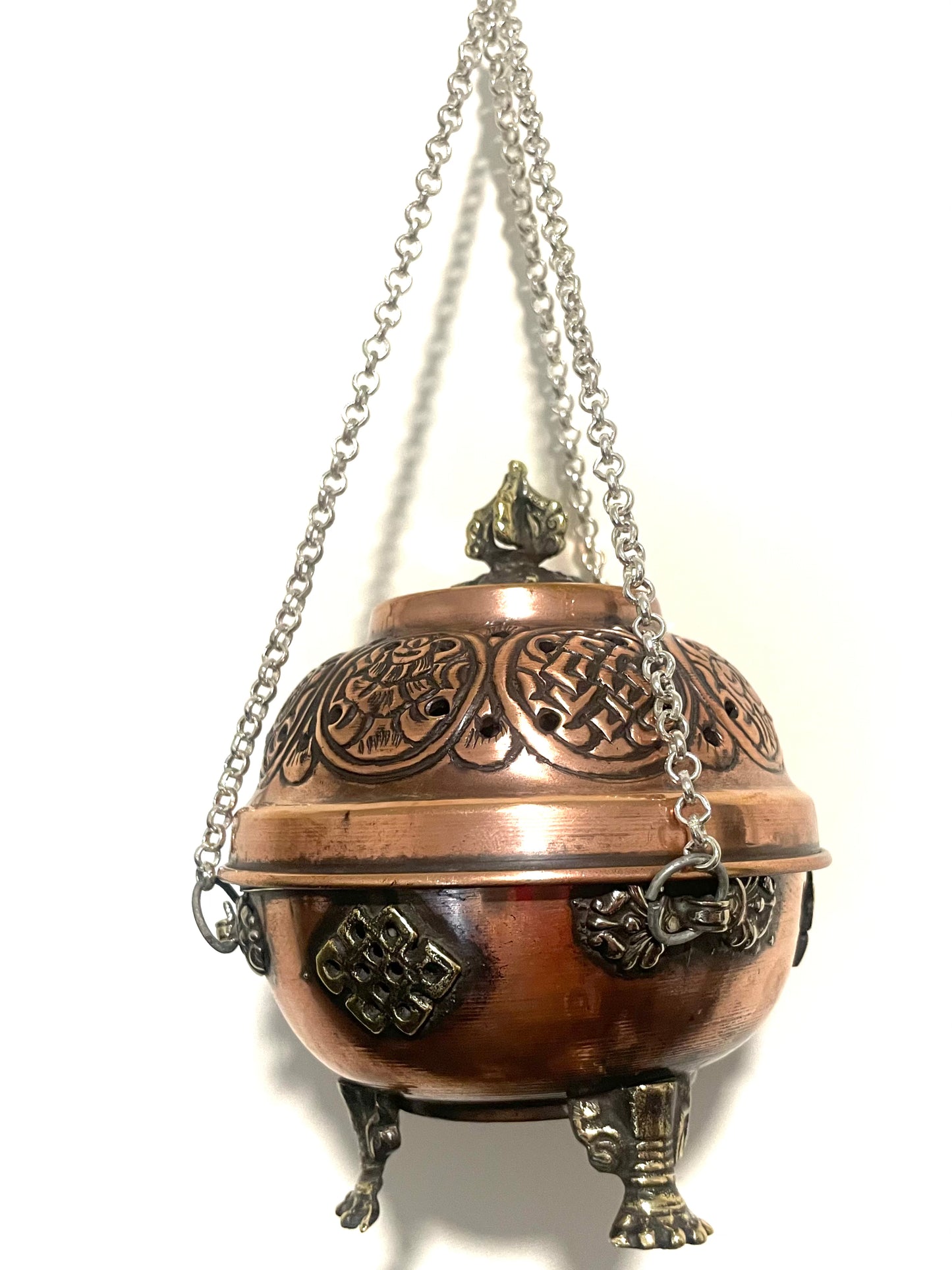 Eight Auspicious Symbol Hanging Copper Incense Burner