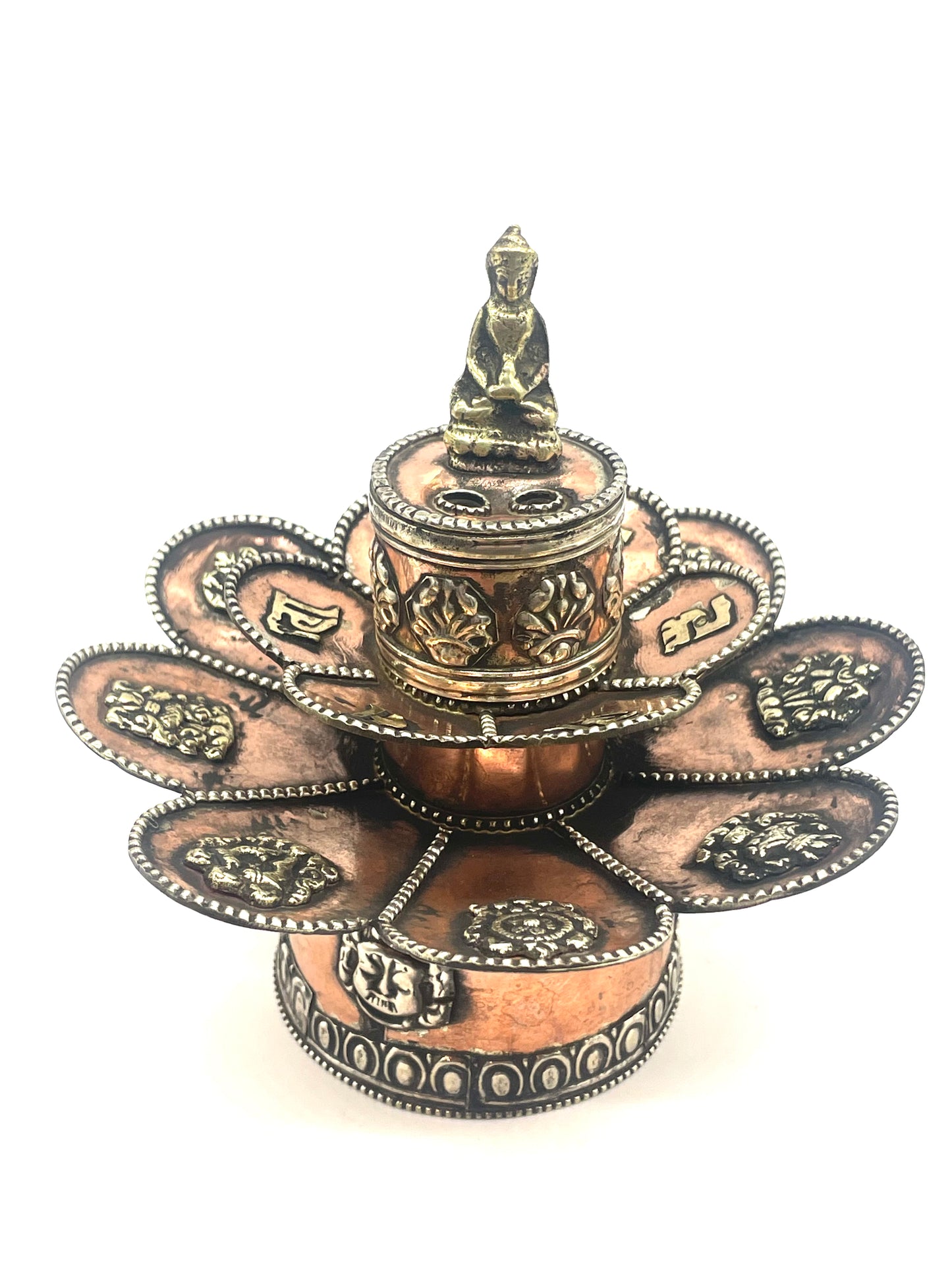 Double Lotus Copper Incense Burner